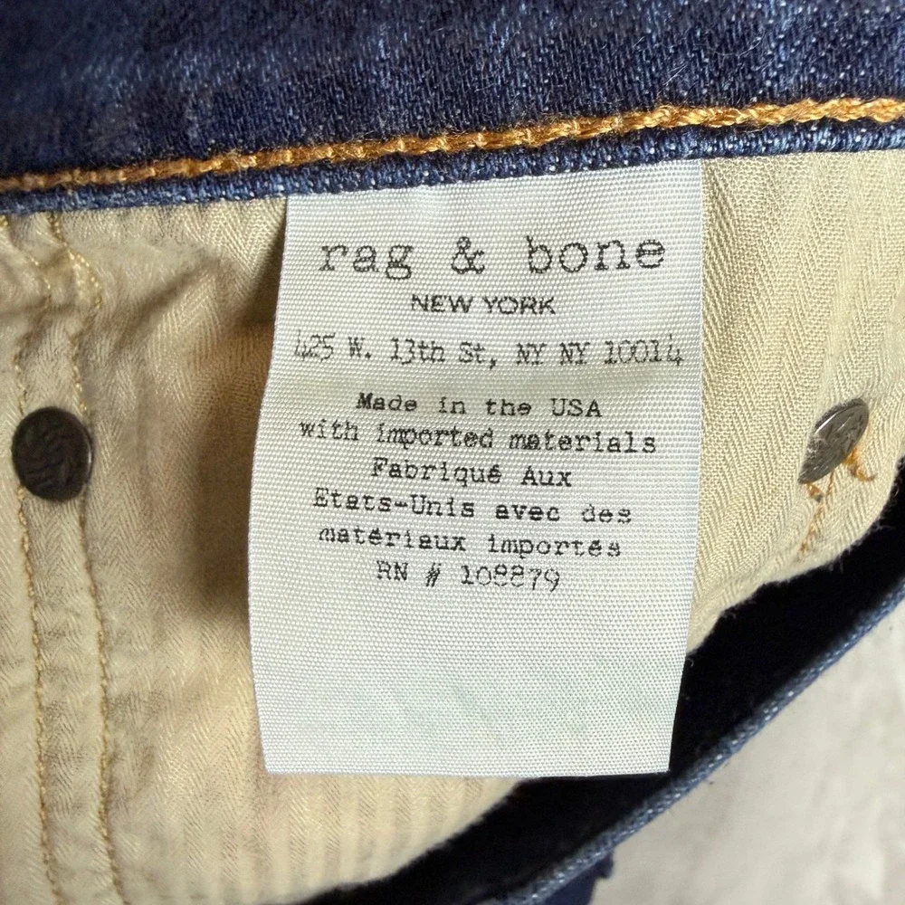 Rag & Bone Fit 1 Selvedge Skinny Jeans Mens 32 Blue Rinse Dark Wash Faded Denim